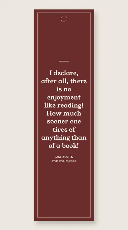 Bookmark with a quote from Pride and Prejudice