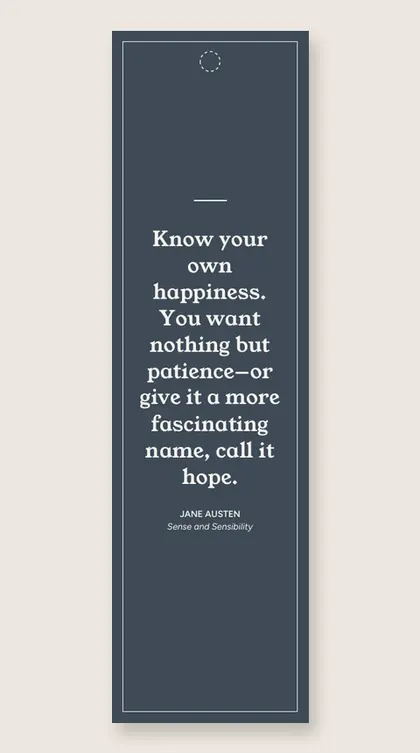 Bookmark with a quote from Sense and Sensibility