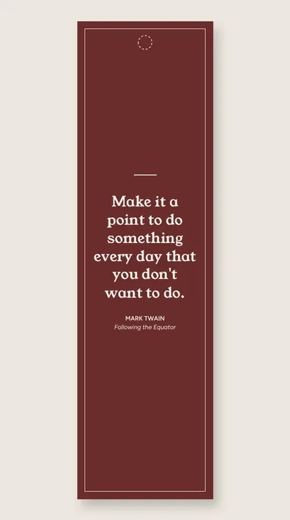 Bookmark with a quote from Following the Equator