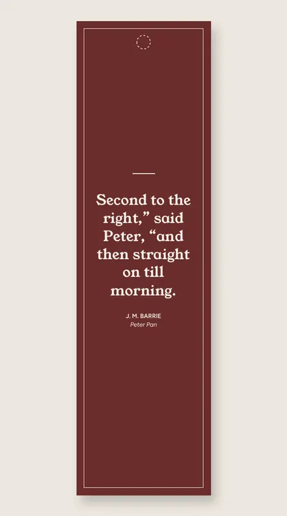 Bookmark with a quote from Peter Pan