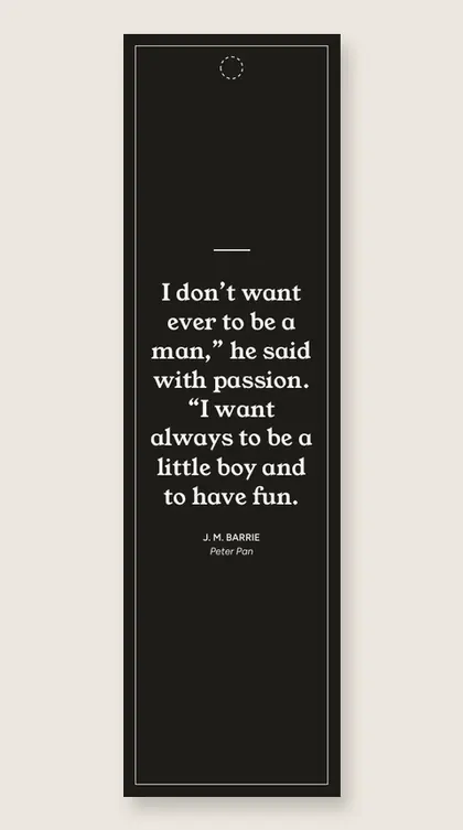 Bookmark with a quote from Peter Pan