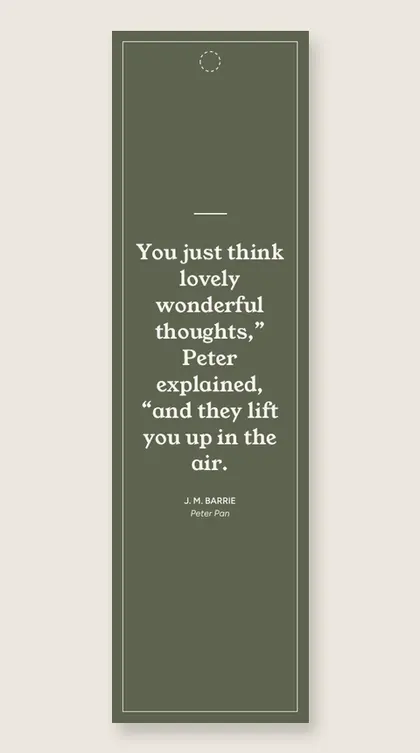 Bookmark with a quote from Peter Pan