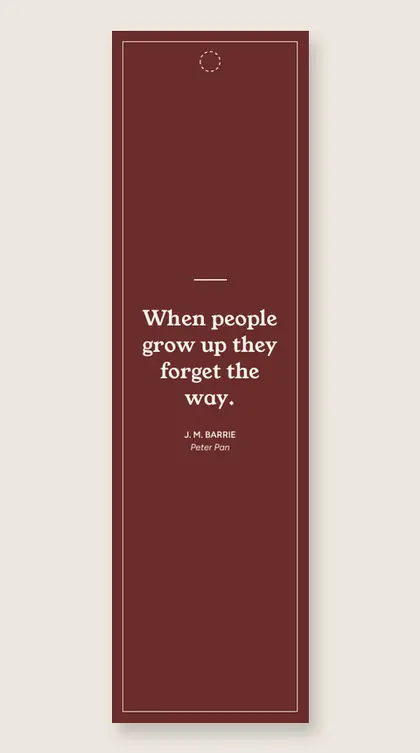 Bookmark with a quote from Peter Pan