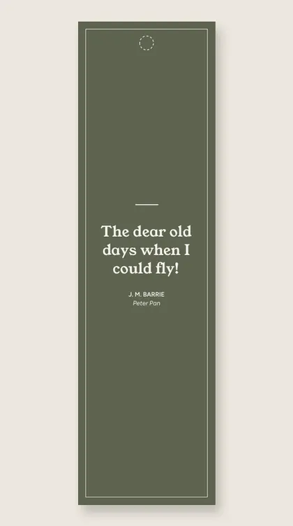 Bookmark with a quote from Peter Pan
