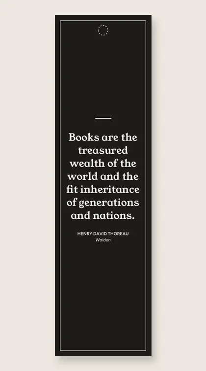 Bookmark with a quote from Walden