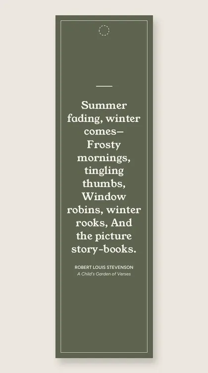Bookmark with a quote from A Child's Garden of Verses