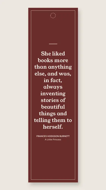 Bookmark with a quote from A Little Princess