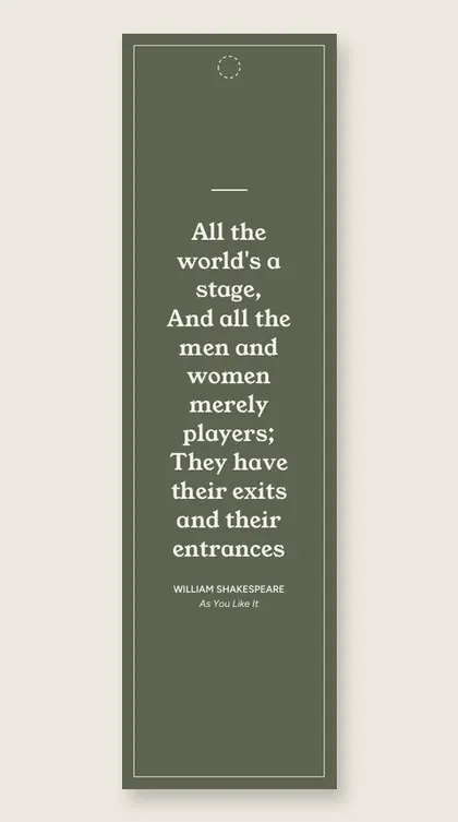 Bookmark with a quote from As You Like It
