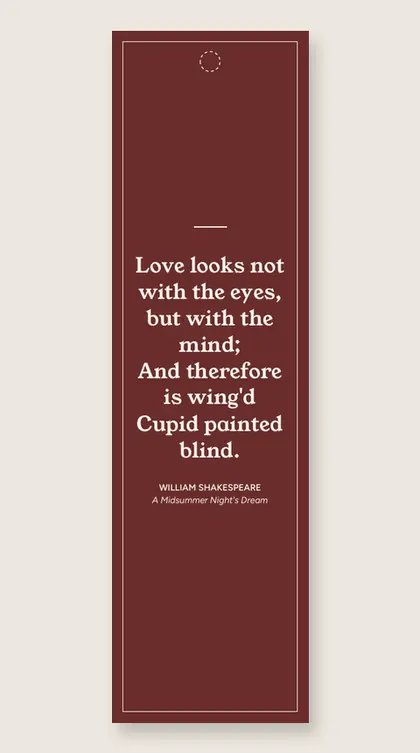 Bookmark with a quote from A Midsummer Night's Dream