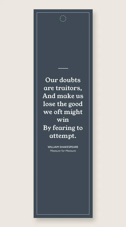 Bookmark with a quote from Measure for Measure