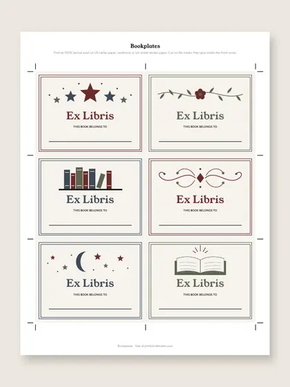 Printable Bookplates: 2 PDFs