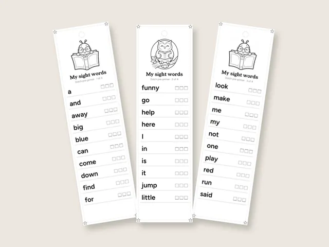 Sight-word bookmarks