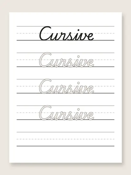 Cursive Generator: Your text in cursive, as a tracing worksheet