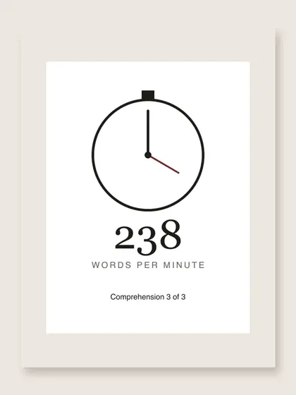 Reading Speed Test: Your words per minute, with 3 questions
