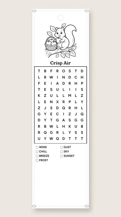 Crisp Air: fall word-search bookmark