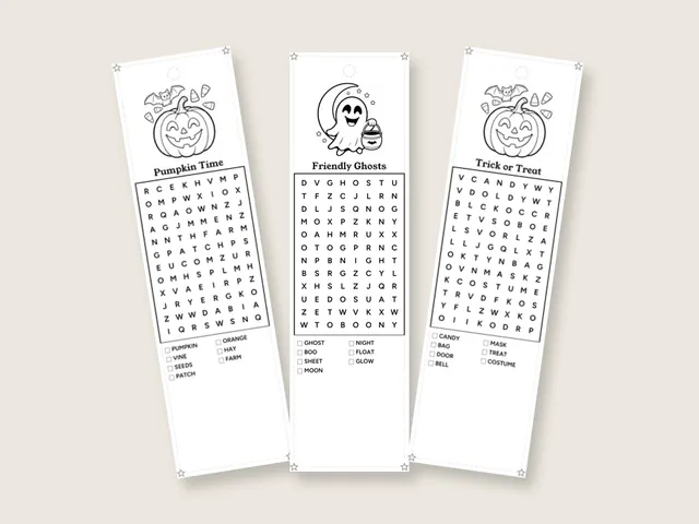 Halloween: 8 bookmarks, 10 puzzles