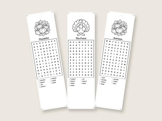 Thanksgiving: 8 bookmarks, 10 puzzles