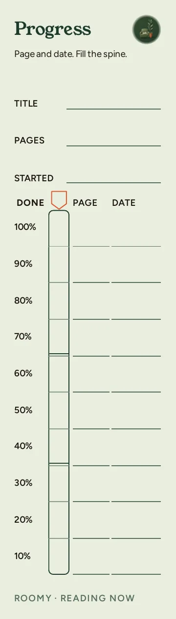 Reading Now, Progress: writable back, Roomy layout, 10 rows.