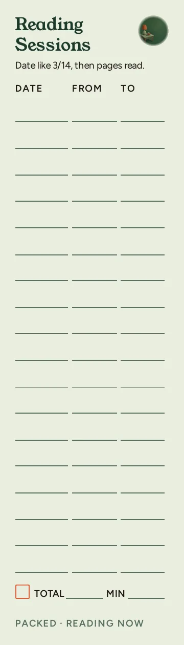Reading Now, Reading Sessions: writable back, Packed layout, 18 rows.