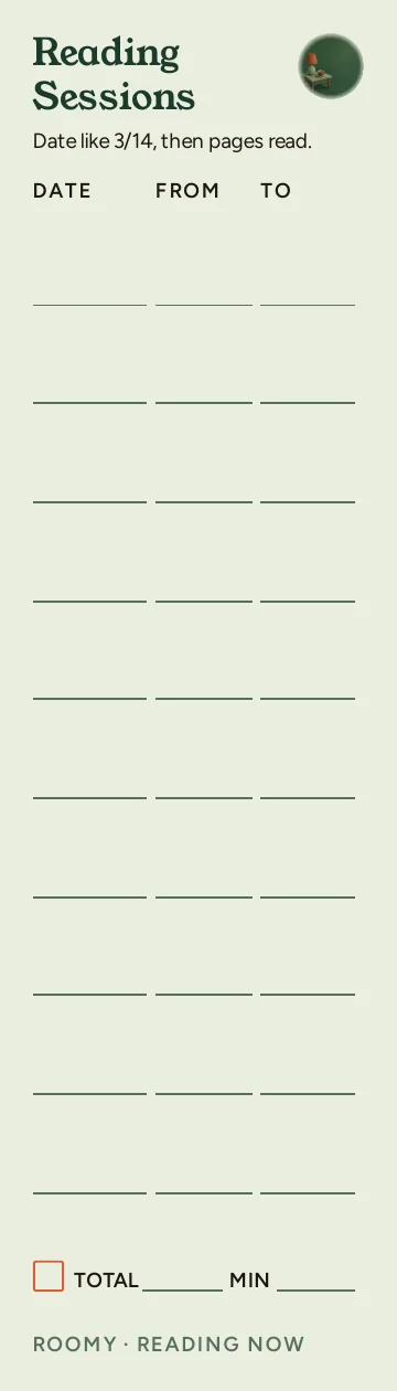 Reading Now, Reading Sessions: writable back, Roomy layout, 10 rows.