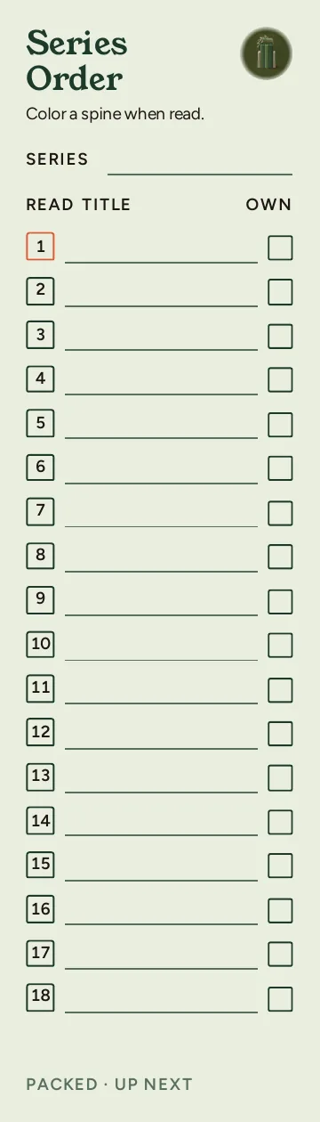 Up Next, Series Order: writable back, Packed layout, 18 rows.
