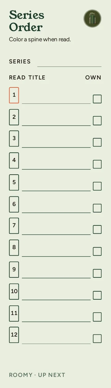 Up Next, Series Order: writable back, Roomy layout, 12 rows.