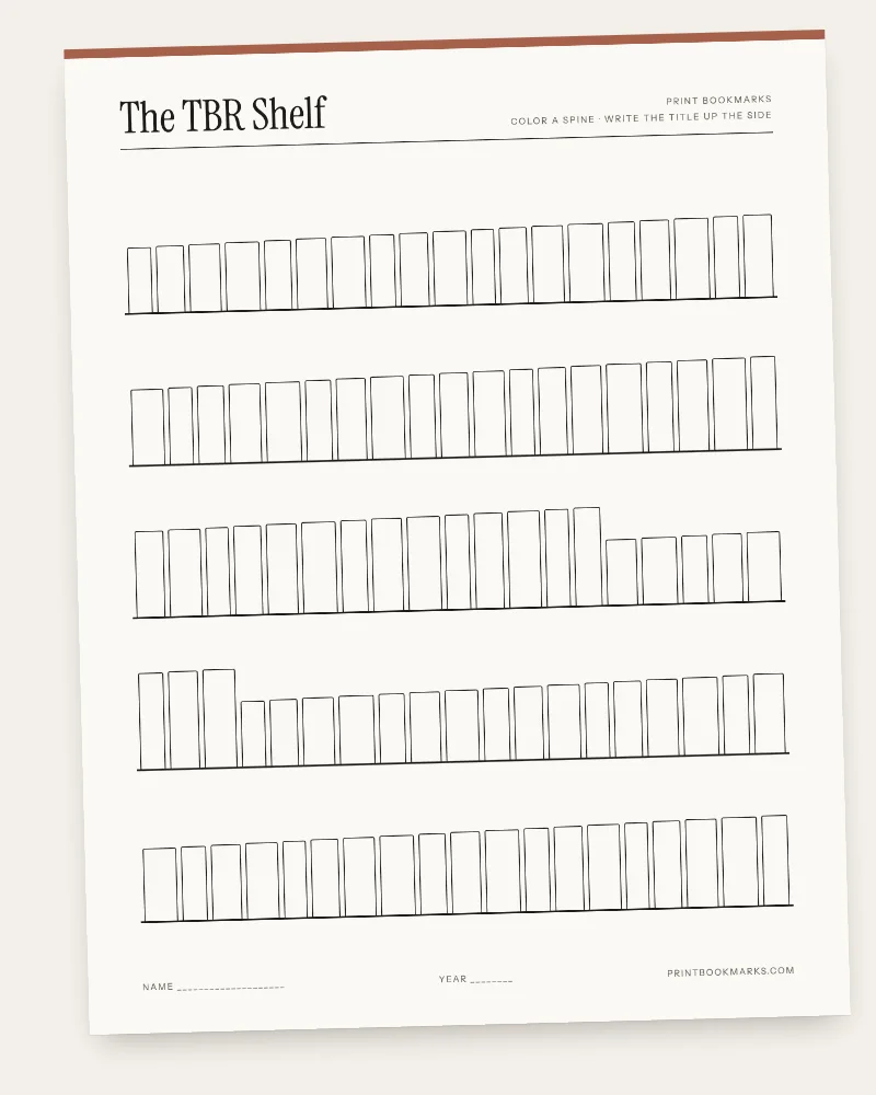 The TBR Shelf, a printable sheet.