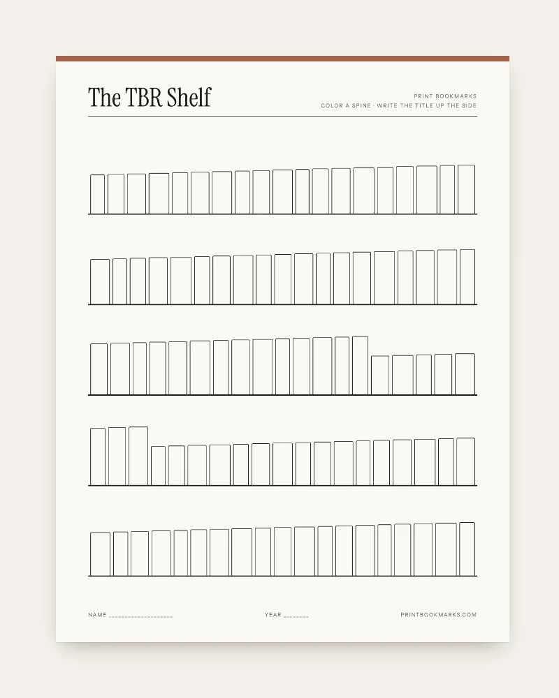 The TBR Shelf, the full sheet.